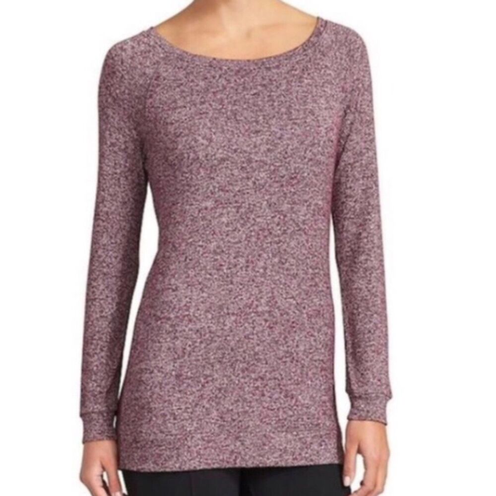 Athleta Womens XS Top Luxe Pose Purple Heather Long Sleeve Athleisure Round Neck